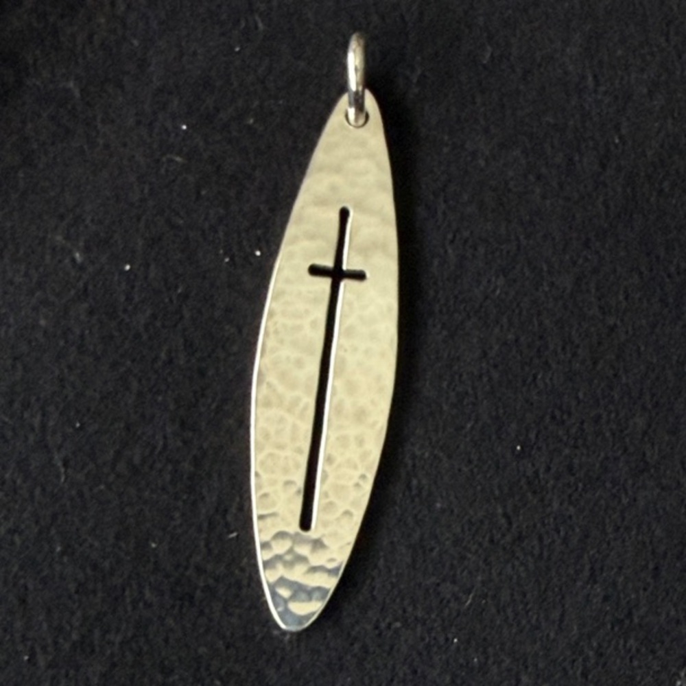 James Avery Retired Sterling Silver Hammered Pierced Cross Pendant
